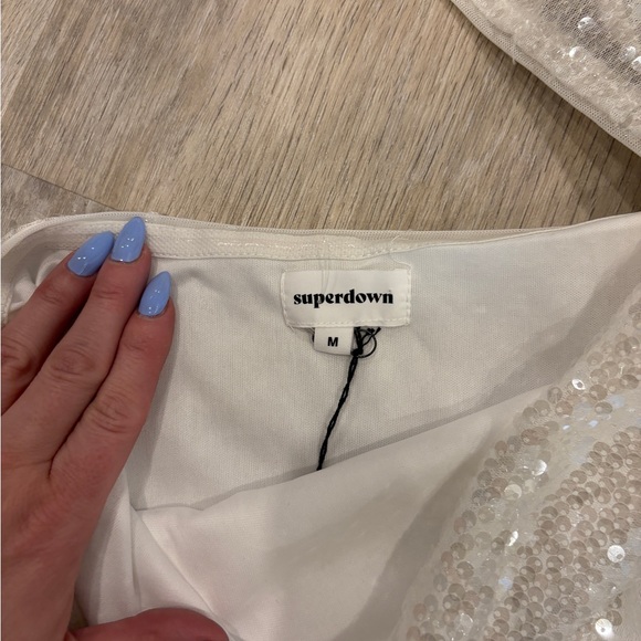 superdown One-Shoulder Sequin Mini Dress in Silver - Picture 4 of 5